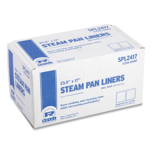 Amercareroyal Steam Pan Liners With Twist Ties, For 1/2 Pan Sized Steam Pans, 0.02 mil, 17in. x 23.5in., 250PK SPL2417 - main